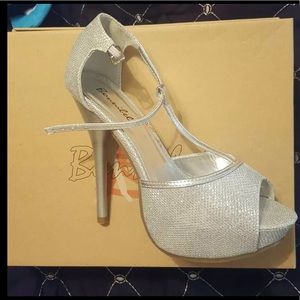Sparkling Silver Platform High Heels